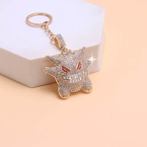 Llavero con colgante de demonio de dibujos animados, microincrustaciones de circonita, aleación de zinc, color oro y plata, regalo para joyería de moda. - Product Image 3