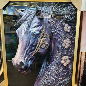 Pinturas Decorativas de Animales en 3D para Sala de Estar, Cuadros de Madera para Porche, Decoración de Pared para el Hogar, Pintura de Caballo en Porcelana de Cristal con LED, Venta al Por Mayor Personalizada - Product Image 3