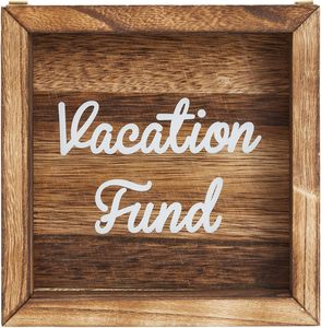 Caisse d'épargne de voyage personnalisée tirelire en bois ombre boîte de fonds de lune de miel grandes tirelires en bois pour adultes - Product Image 2