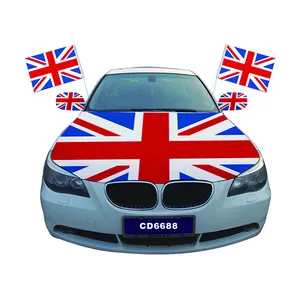 Sampel Gratis Inggris Logo Kustom Tenun Poliester Mobil Penutup Kap Mesin Bendera Jack Bendera Bendera Kap Mobil