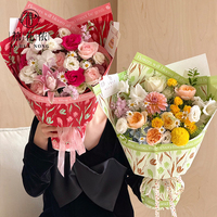 Kertas Pembungkus Bunga Plastik Tahan Air Xihuanong Yuyin Motif Tulip, Perlengkapan Florist untuk Hadiah DIY