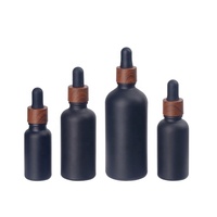 Flacon compte-gouttes en bois 5 ml 10 ml 15 ml 20 ml, flacon en verre noir mat avec pipette compte-gouttes en plastique imitation bois pour huile essentielle