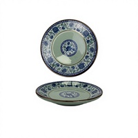 Luxuriöses Handgefertigtes Keramik-Geschirr Kreatives Unterglasur-Blau-Weiß Exquisites Flachteller-Set 10 Knochenförmige Teller Suppenteller Vintage