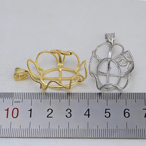 Pendentif en argent S925 fait main, en forme de fleur ajourée, grande perle baroque, base creuse, composant de bijoux à monter soi-même pour sac - Product Image 3