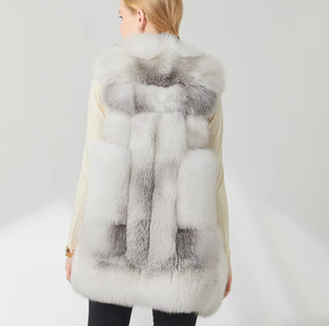 गुलाबी फर गिलेट महिला फैक्टरी प्रत्यक्ष नए डिजाइन मिश्रित रंग महिला लोमड़ी बनियान थोक शीतकालीन फ्यूजी असली फर बनियान जेब के साथ - Product Image 6