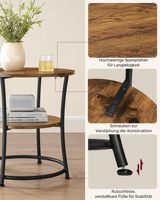 Table d'appoint ronde à 2 niveaux SENYU, style industriel, avec plateau en bois et structure en métal, meuble de rangement pour salon