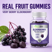 Zwarte Vlierbessen Echt Fruit Gummies Sambucus Nigra 90 Zink Vitamine C Immuunondersteuning OEM ODM Private Label Op Maat