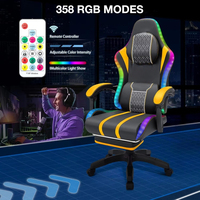 Chaise de jeu ergonomique pliable avec lumières LED RGB, haut-parleurs Bluetooth, repose-pieds réglable en hauteur pour la maison et le bureau