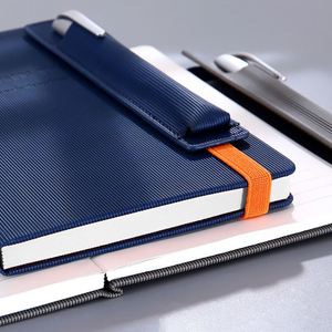 Custom PU Leather <b>A5</b> Notebook with Pen Holder Business Office School Gift Thread Sewing Promotion Notebook with Elastic Strap - Product Image 3