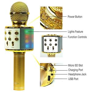 wireless microphone professional karaoke speaker consender handheld microfone LED light radio mikrofon studio record mic - Product Image 2