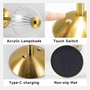 Lámpara de mesa LED recargable moderna, luz de noche táctil y decoración de sala de estar portátil para hotel de lujo, inalámbrica alimentada por batería - Product Image 3
