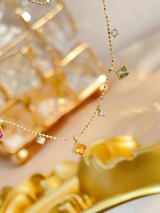 Collier en or jaune 18 carats Xinfly avec saphir 0,75 carat et diamant naturel 0,08 carat, chaîne de bijoux pour usage quotidien, fiançailles, cadeau de mariage - Product Image 3