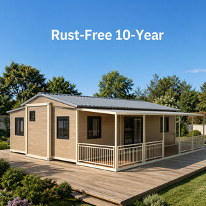 <span class=keywords><strong>Maison</strong></span> de plage modulable sur pilotis 20 pieds, type chalet côtier préfabriqué avec véranda, pour vacances en bord de mer, galvanisée, déplaçable et clé en main - Product Image 3