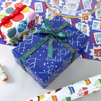 Papier d'emballage cadeau pour enfants, design unique, imperméable, 50x70cm, thème de dessin animé, bouquet floral, DIY, anniversaire