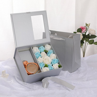 Emballage de luxe personnalisé recyclé Boîte à fleurs maman pour les coffrets cadeaux champignon rose avec ruban