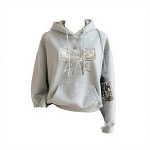 Sudaderas Personalizadas Transpirables con Pedrería Vintage para Mujer, 420GSM, 100% Algodón Felpa, Manga Larga, Estilo Oversize, Adornadas con Brillos - Product Image 3