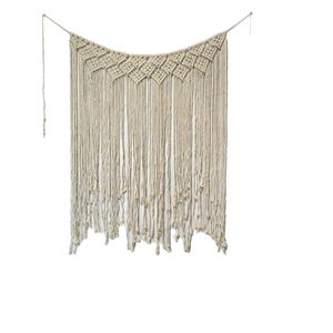 Grande Tapisserie Murale Bohème Faite à la Main en Coton avec Pompons, Décoration Artistique pour Fêtes et Maison, Macramé, Toile de Fond de Mariage - Product Image 2