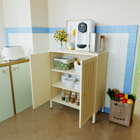 Nouvelle Arrivée Armoire de Rangement en Métal avec Portes à Volets Verticaux, Style Moderne Minimaliste, Grande Capacité, pour Salon et Salle à Manger