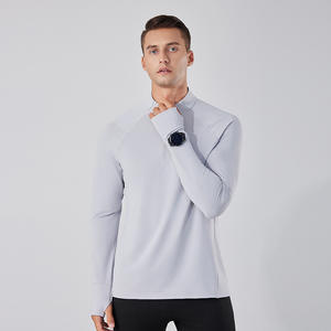 PASUXI T-shirt à manches longues à demi-zip pour homme, couche <span class=keywords><strong>de</strong></span> base respirante à séchage rapide, extensible dans les quatre sens, évacuant l'humidité, vêtements <span class=keywords><strong>de</strong></span> sport - Product Image 2