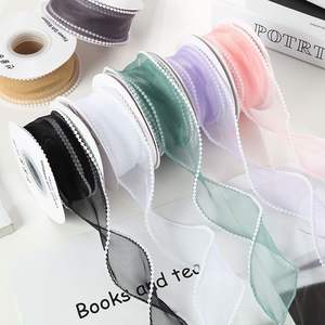 شريط ساتان مموج لتغليف باقات الزهور، ربطة شعر على شكل ذيل السمكة، إكسسوار للشعر - Product Image 3