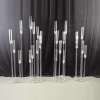 HY 9 bras 3 bras 5 bras Mariage grand candélabre acrylique transparent décoration de table de mariage centres de table cristal acrylique bougeoir