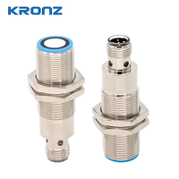 Sensor Jarak Ultrasonik KRONZ Industrial M18 NPN 0-10V, Rentang Deteksi 50-500mm, Sensor Proximitas Silinder Berulir