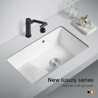 Lavabo en céramique de style moderne, lavabo simple, profond, à encastrer, pour salle de bain, balcon, lavabo, évier de salle de bain, évier de lavage