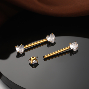 <span class=keywords><strong>Piercing</strong></span> De Pecho De Titanio Sujetador De Hilo De Titanio Zirconia Mujeres Pezón Anillo Joyería con Corazón Zircon - Product Image 5