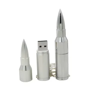 Custom High Quality bullet Shape usb driver 32gb 128gb Metal Bullet head Shape USB Memory Stick with Key Chain 8gb