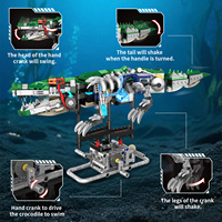 Kaiyu K96191 Modèle de crocodile semi-mécanique MOC, blocs de construction en plastique ABS à manivelle manuelle, ensemble de jouets pour les enfants de 8 à 13 ans, cadeau