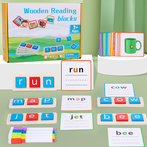 Gioco cognitivo alfabeto 2 lati gioco <span class=keywords><strong>con</strong></span> penna <span class=keywords><strong>parole</strong></span> in legno colorate divertenti <span class=keywords><strong>parole</strong></span> in legno per bambini in età precoce - Product Image 1