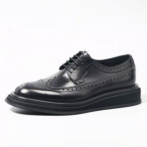 Chaussures en cuir véritable pour hommes, de luxe, de haute qualité, tendance, décontractées, à la mode, à semelle épaisse, légères, en vente - Product Image 4