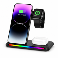 Support de chargeur sans fil magnétique pliable 3-en-1 multi-angles, station de charge portable peu encombrante pour smartphone et écouteurs