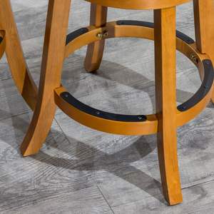 Taburete giratorio de altura de barra DB de 30 \ ", respaldo de Listón, acabado Natural, diseño moderno, asiento de cuero sintético de carbón para Barra de casa, marco de Metal - Product Image 6