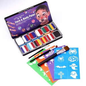 <span class=keywords><strong>Palette</strong></span> <span class=keywords><strong>de</strong></span> peinture pour le visage <span class=keywords><strong>Gouache</strong></span> soluble dans l'eau 12 couleurs pour Halloween Stage Show Flag Face Makeup Paint Set - Product Image 6