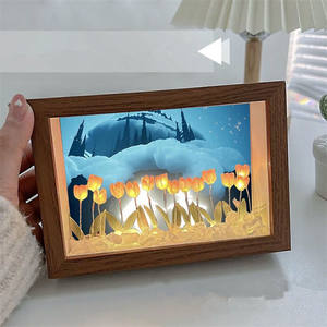 Marco DE FOTOS 3D decorativo para el hogar, luz nocturna de tulipán Diy, marco de fotos personalizado gratis, lámpara de <span class=keywords><strong>mesa</strong></span> de flores de tulipanes Led PARA EL Día de San Valentín - Product Image 5