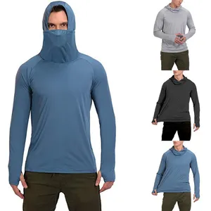 Açık UV güneş koruma giyimi uzun kollu t gömlek kapşonlu balıkçılık gömlek yüz maskesi hoodies özel süblimasyon