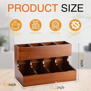 Support de rangement en bois pour dosettes de café avec tiroir pour capsules Nespresso, organisateur de bureau, grande capacité, support pour sachets de thé et boissons - Product Image 5