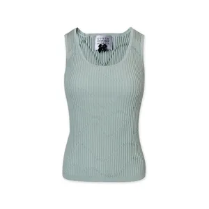 High Quality Rib Round Neck Sleeveless Pullover Women Knit Top