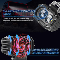 Feux de travail LED 4D 4 pouces 50W blanc jaune, feux de route pour voiture, feux de travail LED pour moto, camions tout-terrain