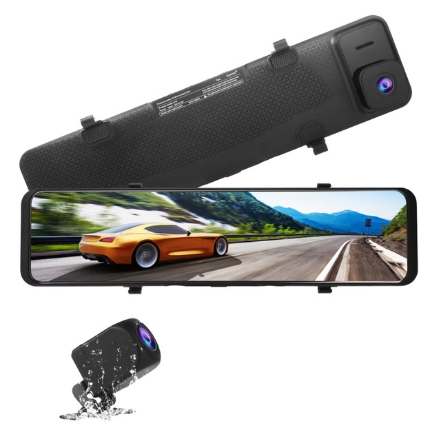 Factory Wholesale 4K Mirror Dash Cam12 Inch IPS Touch Screen Rearview Mirror Front/Rear Video Recorder with WiFi GPS