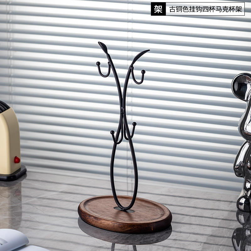 Antique bronze hook four-cup mug holder