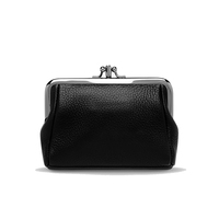 Dompet Koin Kulit PU Mini Anti Maling dengan Kancing Pengunci Warna Solid Logo Kustom Dompet Kecil Mudah Dibawa untuk Penggunaan Sehari-hari
