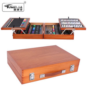 174 pièces de matériel de peinture en bois de haute qualité pour enfants, boîte en bois massif, fournitures artistiques pour débutants - Product Image 3