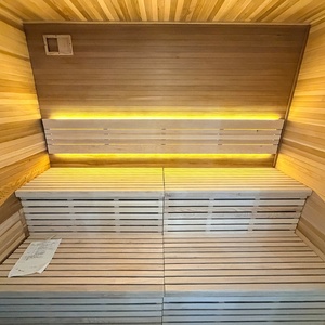 Sauna de Cedro Rojo de Diseño Moderno para Exteriores, Bañera de Hidromasaje Grande, Personalizable, con Calentador Eléctrico, para 6-8 Personas, Ideal para Proyectos de Resorts - Product Image 4