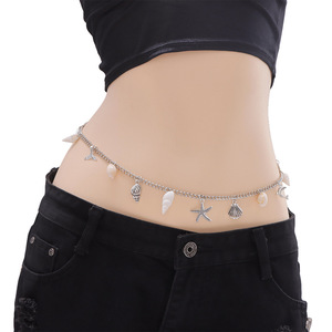 จี้เปลือกปลาดาวสีขาว สายคาดเอวประดับมุกเทียม เครื่องประดับปาร์ตี้ริมชายหาด สไตล์โบฮีเมียน แบบเส้นเดียว - Product Image 1