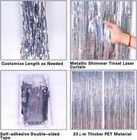 Rideau à franges dorées pour événements festifs, plusieurs tailles, rideau à franges métalliques colorées en feuille de tinsel