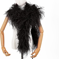 Écharpe en plumes d'autruche noires naturelles 4 plis de 2 m pour la danse, les spectacles, les tenues de scène, les accessoires de couture de vêtements – Vente en gros