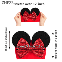 Serre-tête Turban Doux pour Bébé avec Oreilles de Minnie Adorables, Nœud Pailleté Couleur Bonbon, Oreilles de Souris Moelleuses, en Nylon, pour Nouveau-né Fille