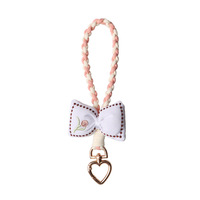Porte-clés en tissu rembourré de coton avec nœud, style bohème, design brodé, cordon tressé pour téléphone, breloque de sac, cadeau